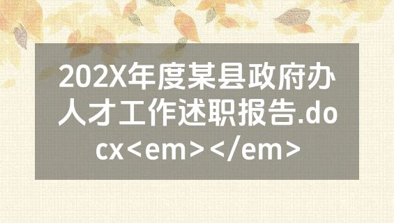 202X年度某县政府办人才工作述职报告.docx<em></em>