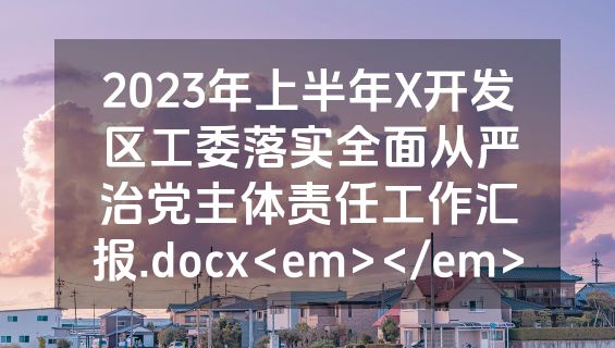 2023年上半年X开发区工委落实全面从严治党主体责任工作汇报.docx<em></em>