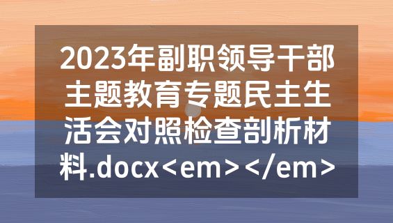 2023年副职领导干部主题教育专题民主生活会对照检查剖析材料.docx<em></em>