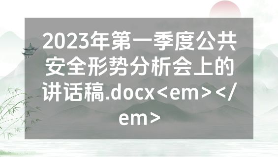 2023年第一季度公共安全形势分析会上的讲话稿.docx<em></em>