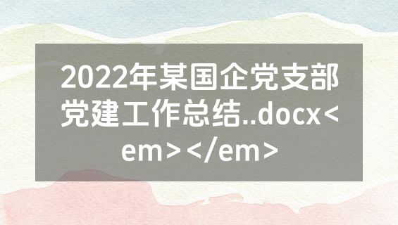 2022年某国企党支部党建工作总结..docx<em></em>