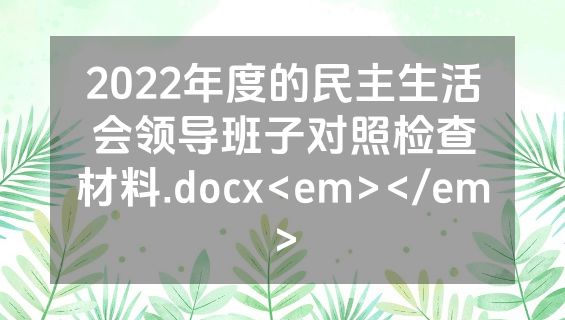 2022年度的民主生活会领导班子对照检查材料.docx<em></em>