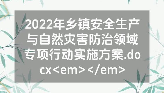 2022年乡镇安全生产与自然灾害防治领域专项行动实施方案.docx<em></em>