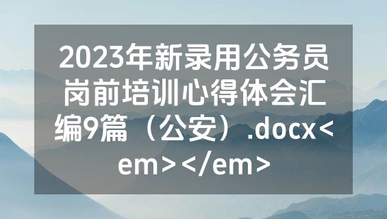 2023年新录用公务员岗前培训心得体会汇编9篇（公安）.docx<em></em>