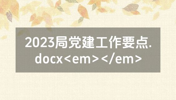 2023局党建工作要点.docx<em></em>