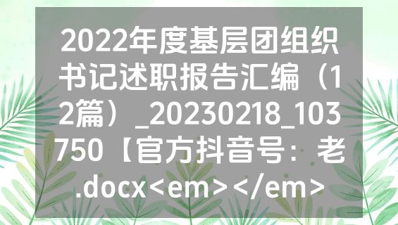 2022年度基层团组织书记述职报告汇编（12篇）_20230218_103750【官方抖音号：老.docx<em></em>