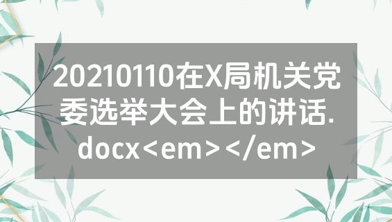 20210110在X局机关党委选举大会上的讲话.docx<em></em>