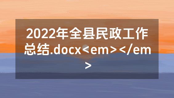 2022年全县民政工作总结.docx<em></em>