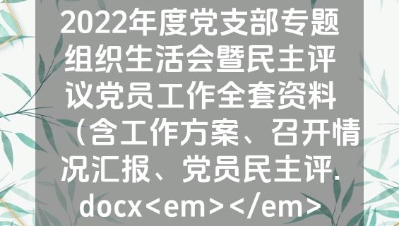 2022年度党支部专题组织生活会暨民主评议党员工作全套资料（含工作方案、召开情况汇报、党员民主评.docx<em></em>