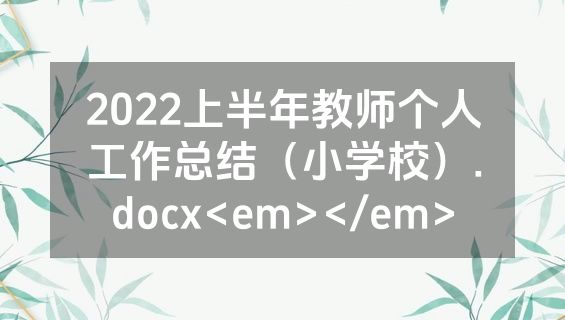 2022上半年教师个人工作总结（小学校）.docx<em></em>
