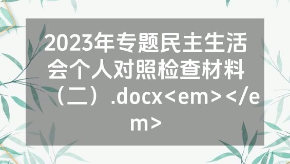 2023年专题民主生活会个人对照检查材料（二）.docx<em></em>