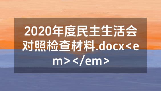 2020年度民主生活会对照检查材料.docx<em></em>