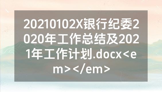 20210102X银行纪委2020年工作总结及2021年工作计划.docx<em></em>