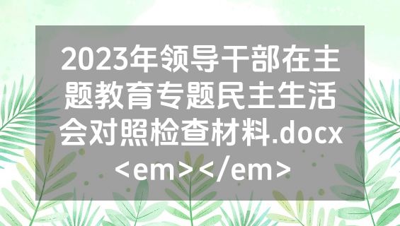 2023年领导干部在主题教育专题民主生活会对照检查材料.docx<em></em>