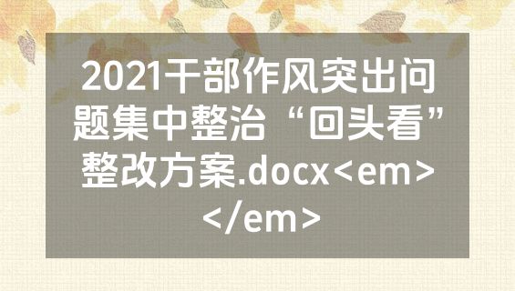 2021干部作风突出问题集中整治“回头看”整改方案.docx<em></em>