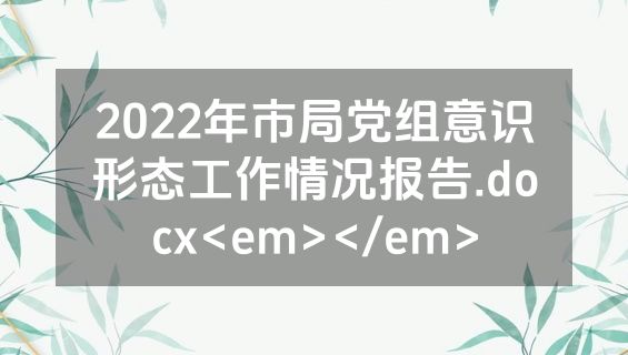 2022年市局党组意识形态工作情况报告.docx<em></em>