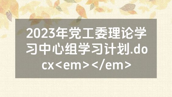 2023年党工委理论学习中心组学习计划.docx<em></em>