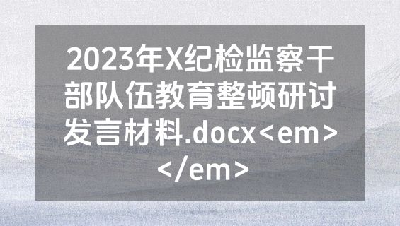 2023年X纪检监察干部队伍教育整顿研讨发言材料.docx<em></em>