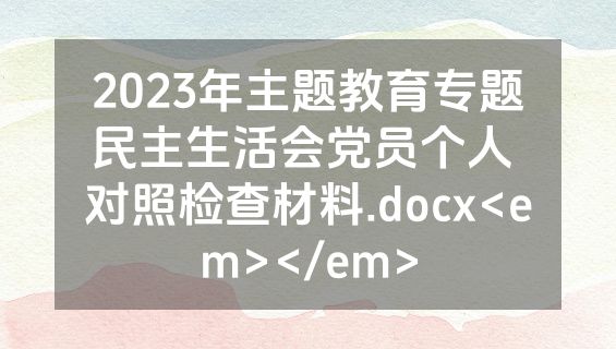 2023年主题教育专题民主生活会党员个人 对照检查材料.docx<em></em>