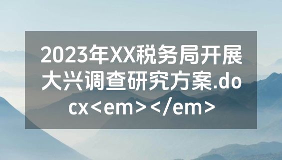 2023年XX税务局开展大兴调查研究方案.docx<em></em>