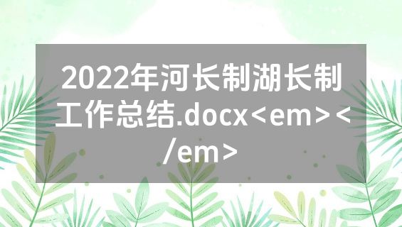 2022年河长制湖长制工作总结.docx<em></em>