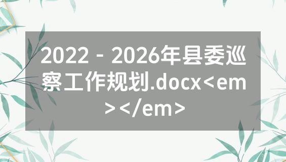 2022－2026年县委巡察工作规划.docx<em></em>