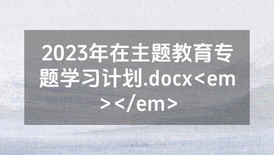 2023年在主题教育专题学习计划.docx<em></em>