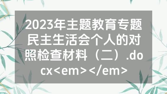 2023年主题教育专题民主生活会个人的对照检查材料（二）.docx<em></em>