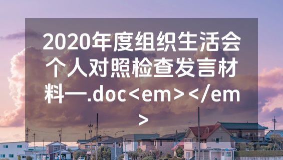 2020年度组织生活会个人对照检查发言材料—.doc<em></em>