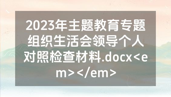 2023年主题教育专题组织生活会领导个人对照检查材料.docx<em></em>
