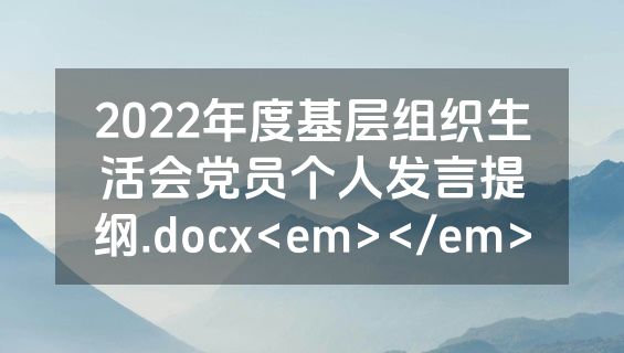 2022年度基层组织生活会党员个人发言提纲.docx<em></em>