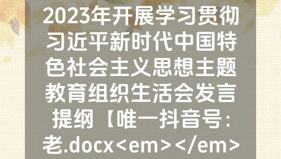 2023年开展学习贯彻习近平新时代中国特色社会主义思想主题教育组织生活会发言提纲【唯一抖音号：老.docx<em></em>