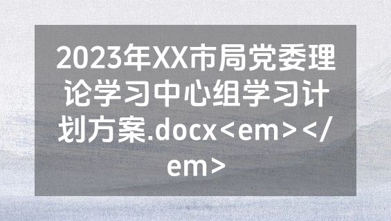 2023年XX市局党委理论学习中心组学习计划方案.docx<em></em>