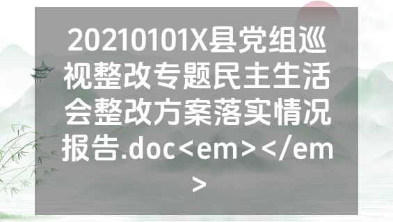 20210101X县党组巡视整改专题民主生活会整改方案落实情况报告.doc<em></em>
