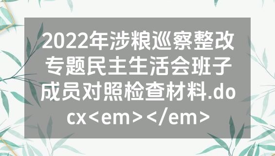 2022年涉粮巡察整改专题民主生活会班子成员对照检查材料.docx<em></em>
