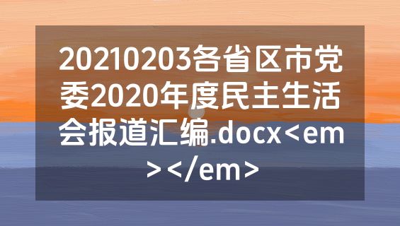 20210203各省区市党委2020年度民主生活会报道汇编.docx<em></em>