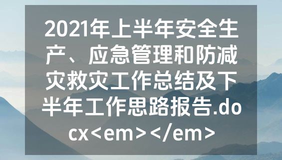 2021年上半年安全生产、应急管理和防减灾救灾工作总结及下半年工作思路报告.docx<em></em>
