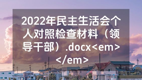 2022年民主生活会个人对照检查材料（领导干部）.docx<em></em>