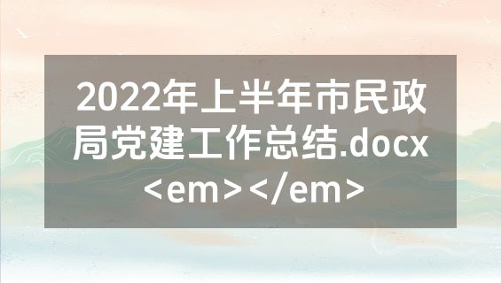 2022年上半年市民政局党建工作总结.docx<em></em>