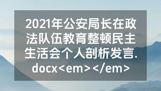 2021年公安局长在政法队伍教育整顿民主生活会个人剖析发言.docx<em></em>