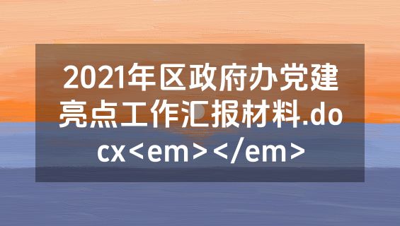 2021年区政府办党建亮点工作汇报材料.docx<em></em>