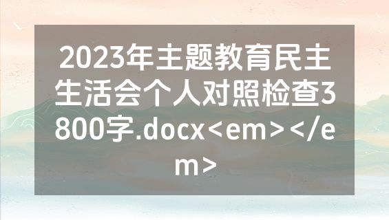 2023年主题教育民主生活会个人对照检查3800字.docx<em></em>