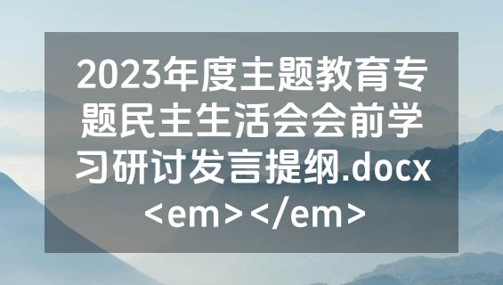 2023年度主题教育专题民主生活会会前学习研讨发言提纲.docx<em></em>