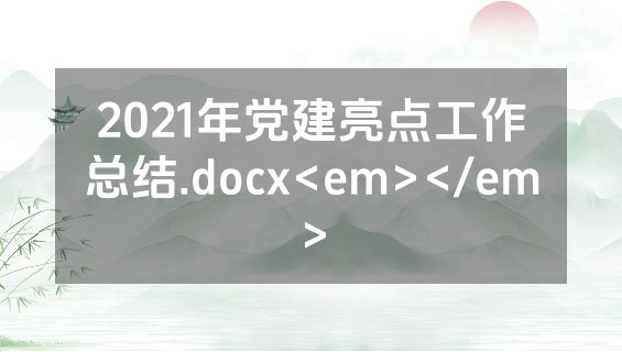 2021年党建亮点工作总结.docx<em></em>