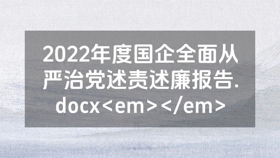 2022年度国企全面从严治党述责述廉报告.docx<em></em>