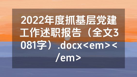 2022年度抓基层党建工作述职报告（全文3081字）.docx<em></em>