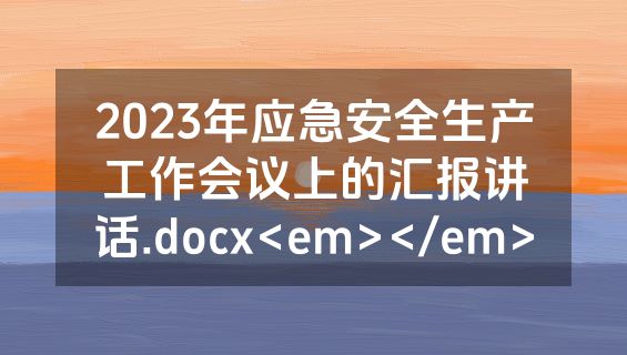 2023年应急安全生产工作会议上的汇报讲话.docx<em></em>