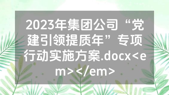 2023年集团公司“党建引领提质年”专项行动实施方案.docx<em></em>