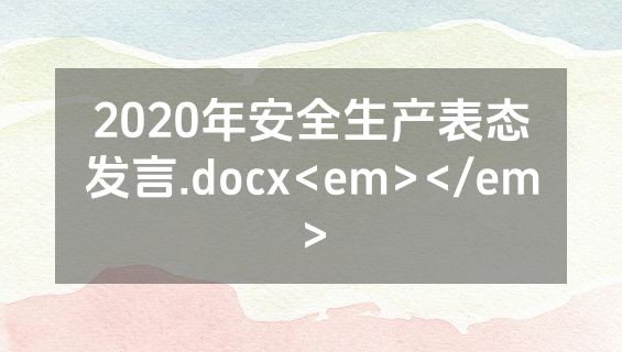 2020年安全生产表态发言.docx<em></em>
