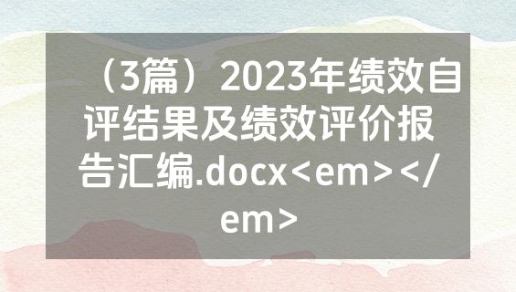（3篇）2023年绩效自评结果及绩效评价报告汇编.docx<em></em>